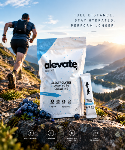 Alevate Hydrate Electrolyte & Creatine Drink Mix – Blueberry – 28 Stick Packs